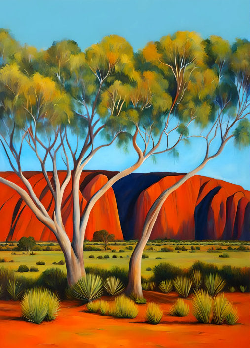 Uluru with trees