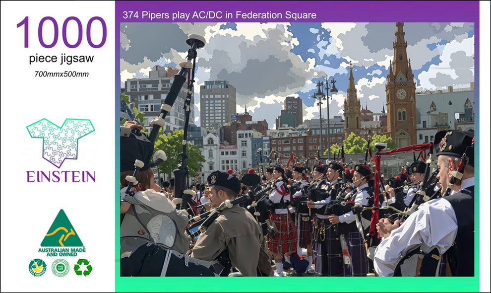 375 Pipers play AC/DC in Federation Square – Einstein Puzzles