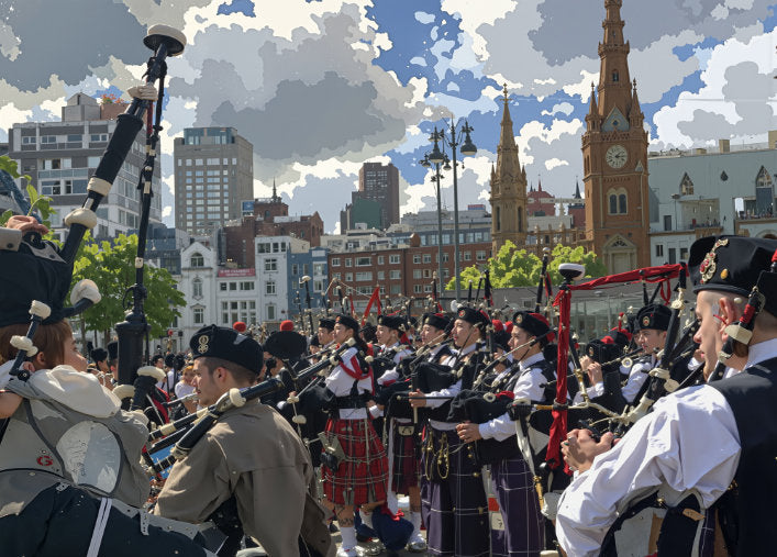375 Pipers play AC/DC in Federation Square
